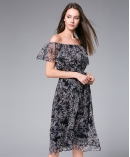  Digital Printed  silk chiffon midi dress